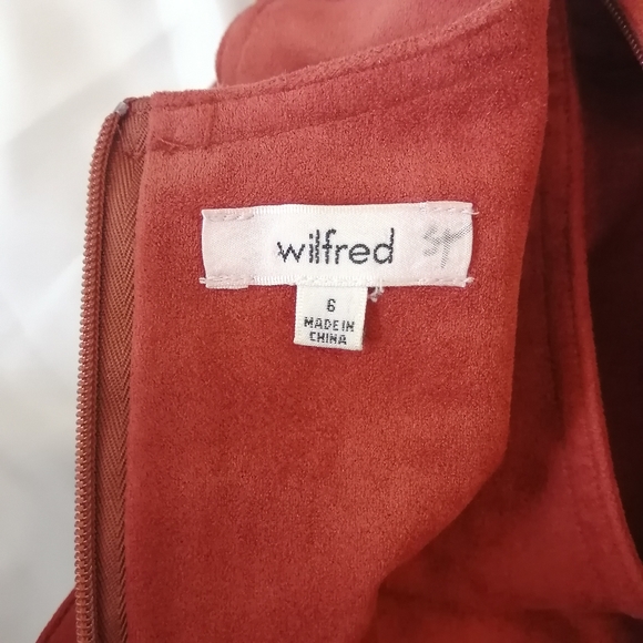 Aritzia Wilfred Montbrun Faux Suede Mini A-Line Dress w Plunging Neck Size 6 - Picture 13 of 16